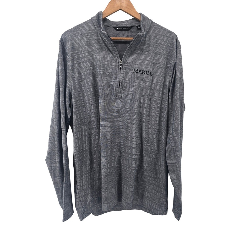 TravisMathew 1/4 Zip Pullover Mens XL Gray Meiomi‎ Wine PGA Tour Golf Heathered
